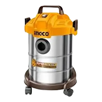INGCO VC14122 Wet & Dry Vacuum Cleaner with Reusable Dust Bag (Yellow, STEEL), 12 Litre