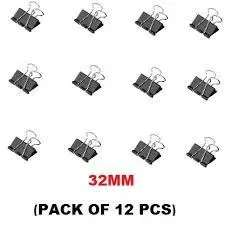 Wrkpls Binder clip, 32 mm (Pack of 12)