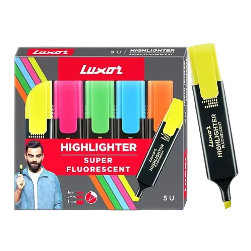 Luxor Hi-Lighter with Chisel Points Kit of 5Pcs Multicolour