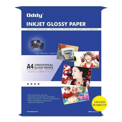 Oddy Photo Glossy Paper 130 GSM A4-Oddy-50 Sheets, PG130A4-50