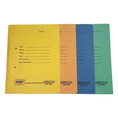 Cobra File (Spring Clip) Assorted Color A4 Size 450 GSM (Pack of 10)