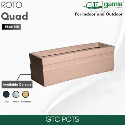 GTC 45 Inch Multi Color Roto Quad Planter Pot for Balcony and Home Decoration, Hotels and Resorts (Color-Sandstone)