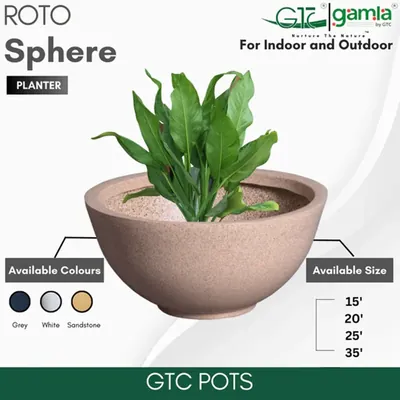 GTC 25 Inch Multi Color Roto Sphere Planter Pot for Balcony, Home Decoration, Hotels and Resorts (Color-Sandstone)
