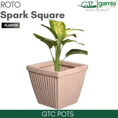 GTC 16 Inch Multi Color Roto Spark Square Planter Pot for Balcony, Home Decoration, Hotels and Resorts (Color-Sandstone)