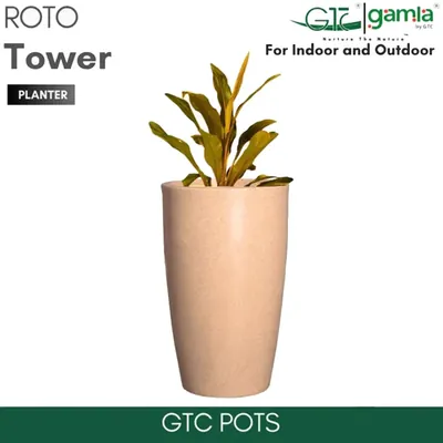 GTC 13 Inch Multi Color Roto Tower Planter Pot for Balcony, Home Decoration, Hotels and Resorts (Color-Sandstone)