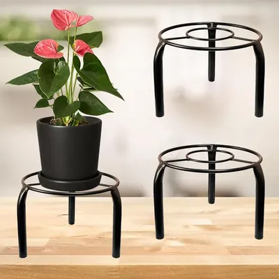 Heavy Duty Round Plant Stand, Anti-Rust Metal Flower Pot Holder, For Balcony & Living Room Home Decoration (Pack-Pack of 2)