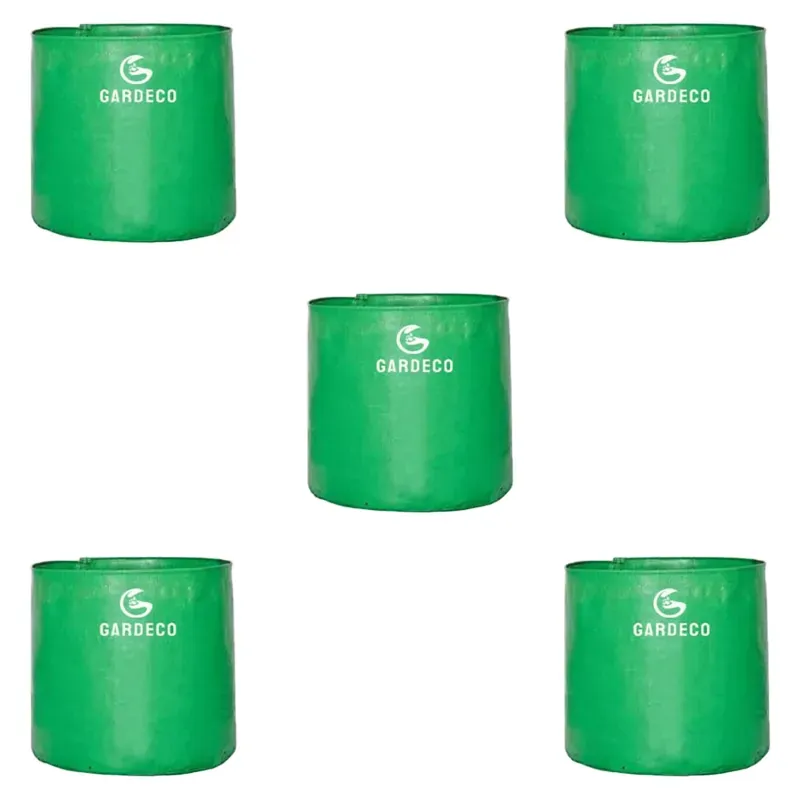 Gardeco 260 GSM UV Treated 12 x 12 Inch Round Type HDPE Grow Bag for Home, Garden and Nursery (Quantity-5 pieces)