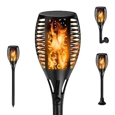 96 LED Waterproof 3 in 1 Solar Outdoor, Flickering Marshal Light Set with 3 Lighting Modes for Garden