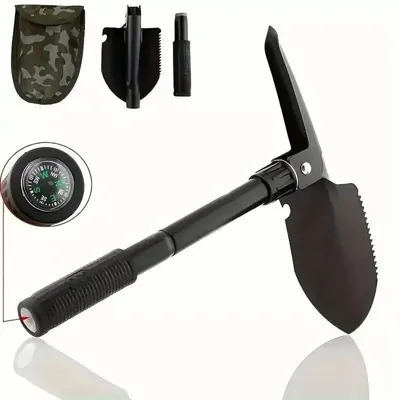 DAP PH 012 Military Shovel Folding Multi-Function Survival Entrenching Tool for Camping Serrated Edge & Compass