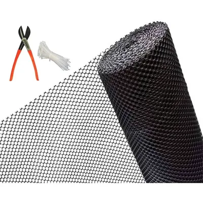 Singhal Tree Guard Net Garden Fencing Net Virgin Plastic Black Color with 1 Cutter and 50 PVC Tag (Size-4 x 10 ft)