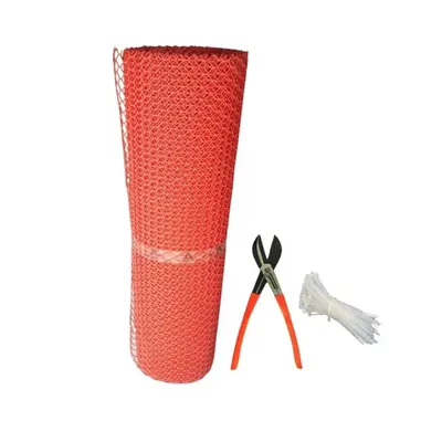 Singhal Tree Guard Net Garden Fencing Net Virgin Plastic Red Color with 1 Cutter and 50 PVC Tag (Size-4 x 10 ft)