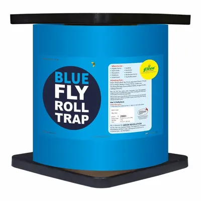Green Revolution 15 cm x 100 m (Small) Blue Sticky Roll for controlling Thrips, Tea Mosquito Bug, Leaf Miner Flies