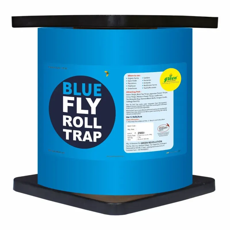 Green Revolution 15 cm x 100 m (Small) Blue Sticky Roll for controlling Thrips, Tea Mosquito Bug, Leaf Miner Flies