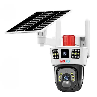 Outdoor 4G Solar Security Camera With Siren, Night Vision & AI Human Tracking, High-precision PIR Sensor