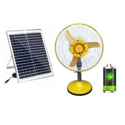 ALFALITE Chetak Plus 12 Inch Fan With Inbult Battery and Solar Panel For Home And Indoor Usage