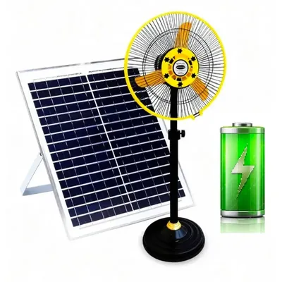 ALFALITE Chetak Gold 12 Inch Fan With Inbuilt Battery and Solar Panel For Home and Indoor Usage