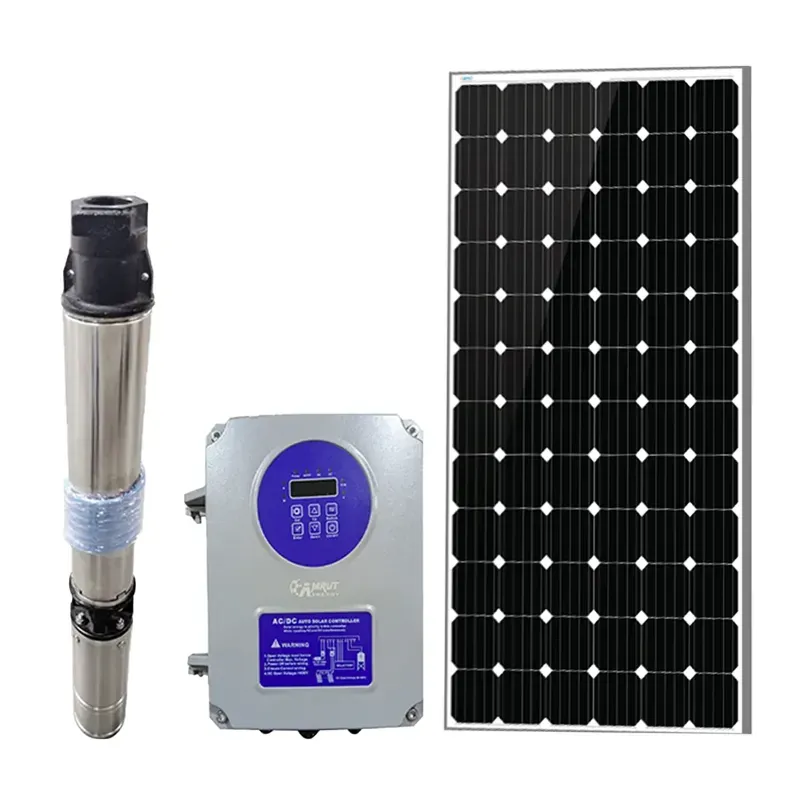 Amrut Energy 1 HP 50 m Oil Filled Solar Submersible Pump With Controller & 545 W Monocrystalline Solar Panel