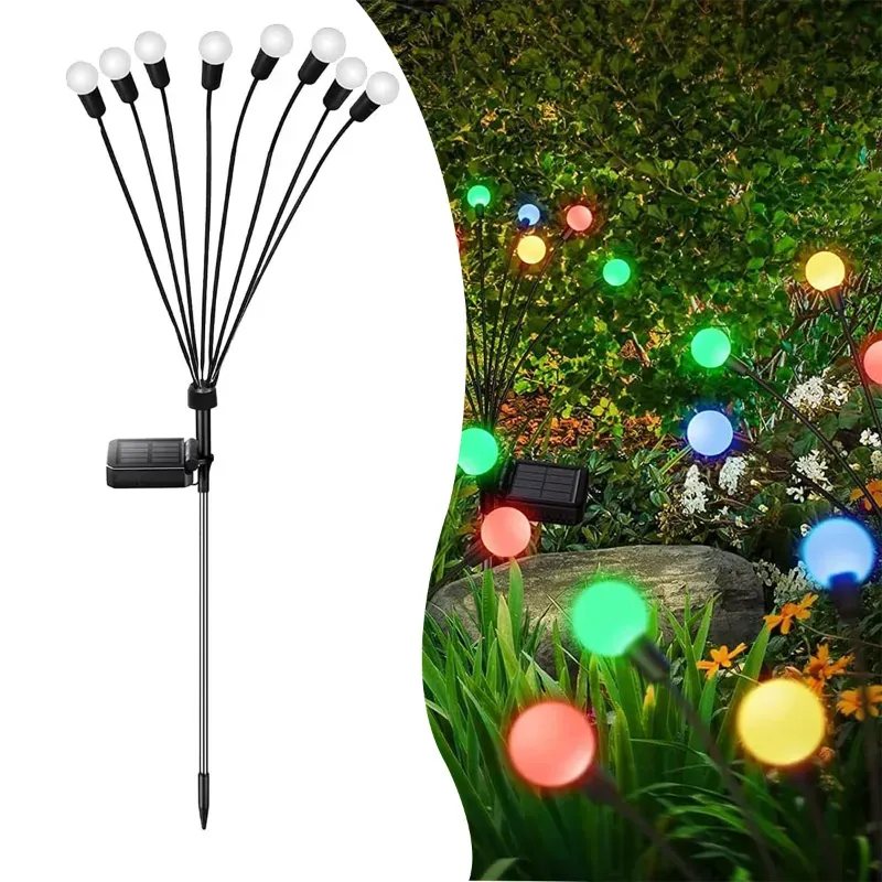 Giga Watts GW-303WW 8 LED Garden Solar Firefly Lights BIS Approved Waterproof with Battery & Panel for Lawn & Pathway