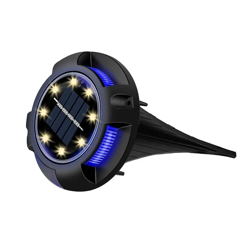 Giga Watts 8 LED Solar Ground Waterproof Lights with Rechargeable Battery Smart Sensor for Garden & Pathways (Pack of 4)