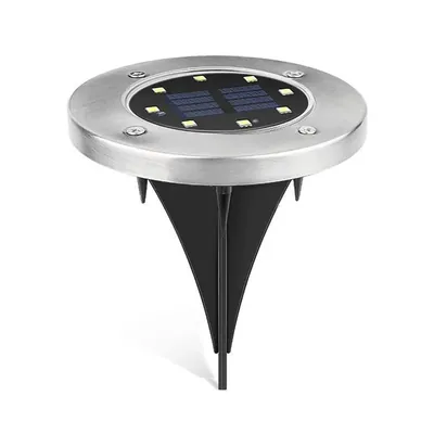 Giga Watts 8 LED Solar Ground Disk Light With Rechargeable Battery & Smart Sensor for Lawn & Pathways (Pack of 4)