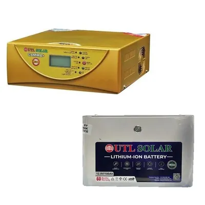 UTL Gamma+ GPP 1012 Solar Inverter With 12.8 V 100 Ah Lithium Battery For Home, Office & Shops