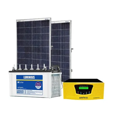 Servotech 1 kW Solar Inverter with Luminous 40 Ah Battery And 110 W Polycrystalline Solar Panel