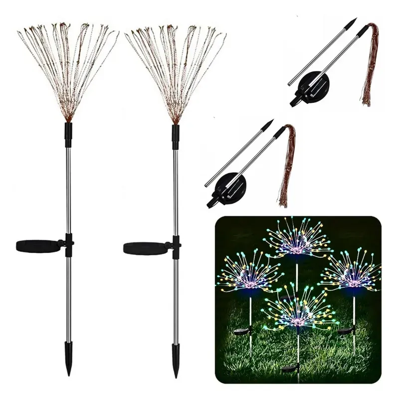 Solar LED Light, 90 LED 40 Copper Wire, Multi Color, Firework Light Lamp (Pack of 2)