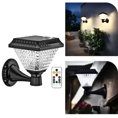 10 W RGB Solar LED Wall Gate Pillar Light Set Perfect for Illuminating Gate, Wall and Garden Area