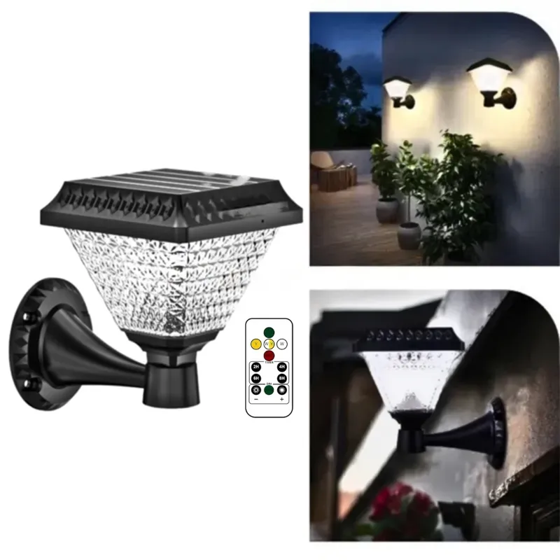 10 W RGB Solar LED Wall Gate Pillar Light Set Perfect for Illuminating Gate, Wall and Garden Area