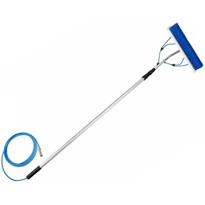 Solar Panel Cleaning Brush With 4 m Water-fed Pipe and Aluminium Telescopic Pole