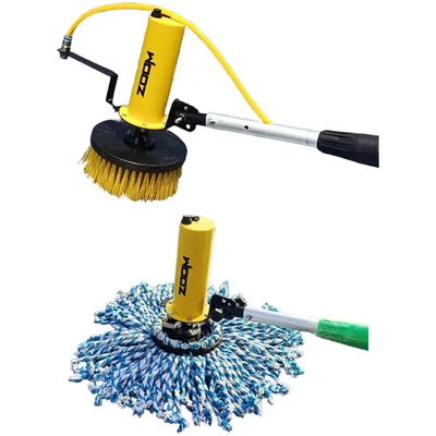 Zoom Solar Panel Cleaning Combo of Battery Operated Dry Cleaning Mop and Wet Cleaning Brush with 3 m Telescopic Pole