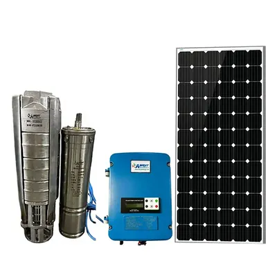 Amrut Energy 3 HP 50 m Oil Filled Solar Submersible Pump With Controller & 545 W Monocrystalline Solar Panel