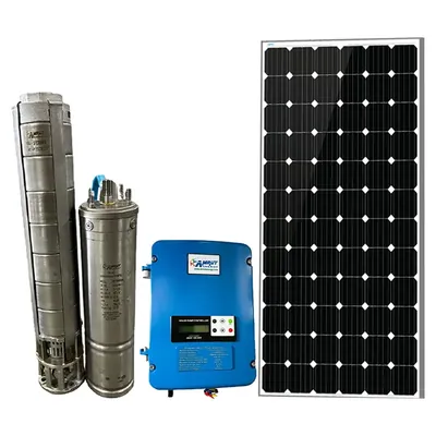 Amrut Energy 2 HP 30 m Oil Filled Solar Submersible Pump With Controller & 545 W Monocrystalline Solar Panel