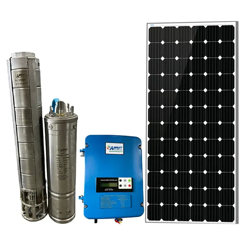Amrut Energy 2 HP 30 m Oil Filled Solar Submersible Pump With Controller & 545 W Monocrystalline Solar Panel