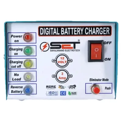 SET SAHAJANAND ELECTROTECH 12 V/ 3Ampere Digital Battery Charger (Autocut) For Charging Battery From 4 Ah To 40 Ah Battery