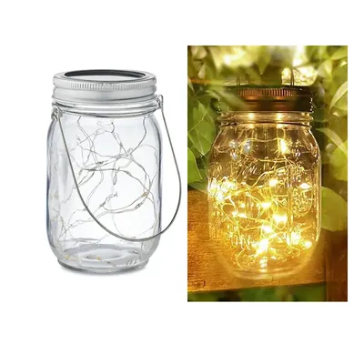 Giga Watts GW-507 50 LED Hanging Solar Mason Jar Light 300mAh Battery Fairy String Lamp for Garden Yard Lawn (Warm White)
