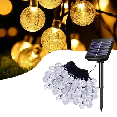 Giga Watts GW-511 50 LED Solar Ball String Light with 2 V Panel 600mAh Ni-MH Battery for Outdoor Garden Wedding (Warm White)
