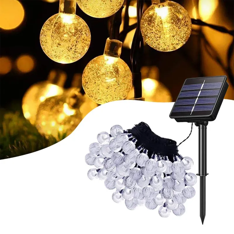 Giga Watts GW-511 50 LED Solar Ball String Light with 2 V Panel 600mAh Ni-MH Battery for Outdoor Garden Wedding (Warm White)