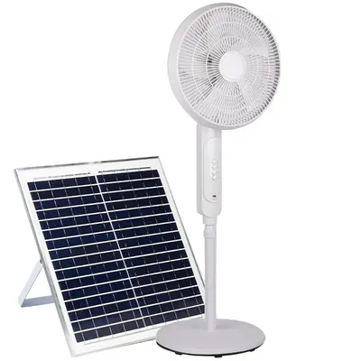 Giga Watts 20 W HYD-SF818 Solar Pedestal Fan Portable and Quiet with High Power Air Delivery 8000mAh Battery (White, 16 Inch)