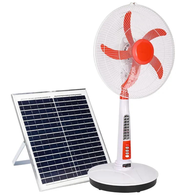 Giga Watts 20 W HYD-SF916A Solar Powered Pedestal Fan 16 Inch Portable and Quiet with High Power Air Delivery (White & Red)