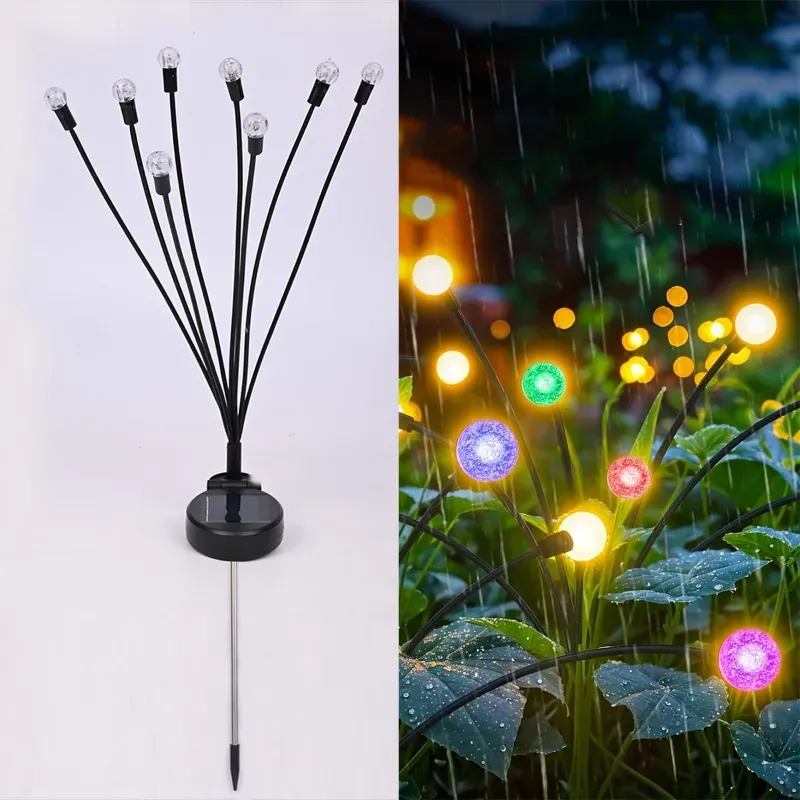 Giga Watts GW-911 8 LED Solar Firefly Light with 2 V Panel 600mAh Battery BIS Approved Waterproof for Garden, Lawn, Pathway