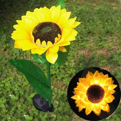 Giga Watts GW-917 10 LED Solar Sunflower Light 600mAh Battery BIS Approved with 2 V Panel for Garden, Pathway, Outdoor