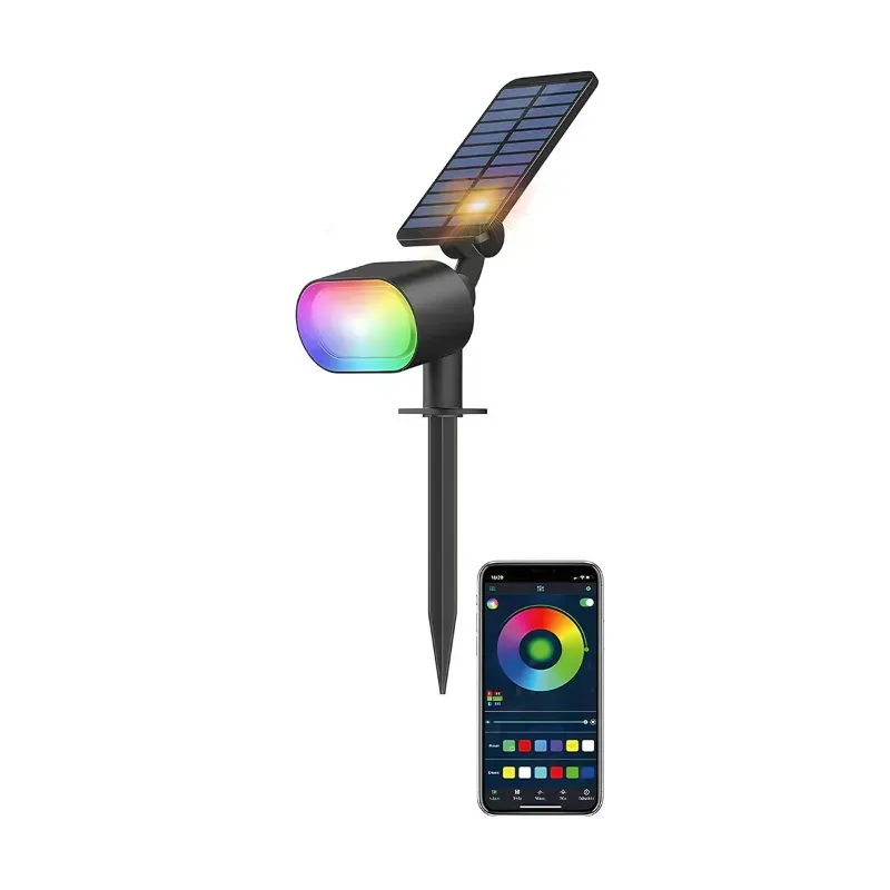 Giga Watts GW-223RGB Solar 10 LED RGB Spotlight with 1.5 W Panel 1500mAh Li-ion Battery for Driveway, Pathway & Outdoor