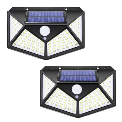 Giga Watts GW-601 100 LED Solar Wall Light with 5.5 V Panel 800mAh Battery Motion Sensor for Yard, Fence & Outdoor (Pack of 2)