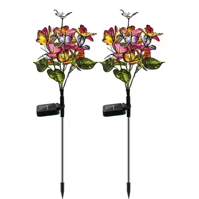 Giga Watts GW-922 Solar Butterfly Garden Light 42 LED with 2 V Panel 600mAh Battery Colour Changing Lights for Yard, Lawn
