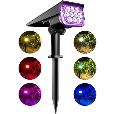 Giga Watts GW-704 Solar Light RGB LED Landscape Spotlight with 5.5 V/2 W Panel 3.7 V/2000mAh Lithium Battery for Outdoor Usage