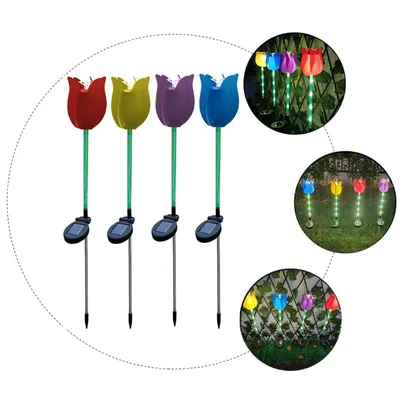 Giga Watts GW-909 6 LED Solar Tulip Garden Light 600mAh Battery 2 V Panel Waterproof Outdoor Lamp for Pathway, Walkway