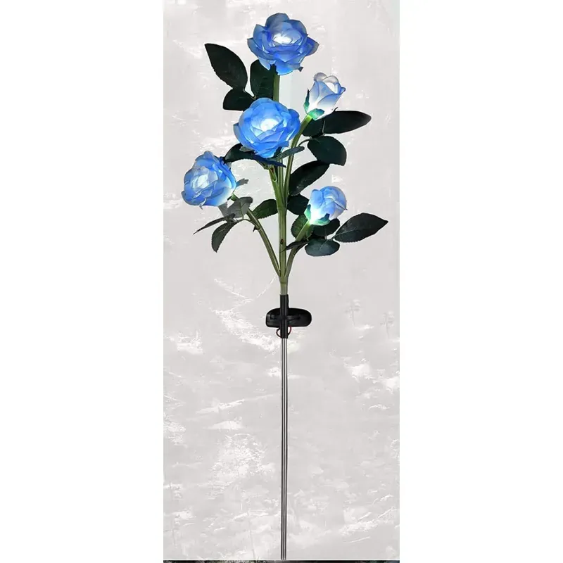 Giga Watts GW-923 Solar Rose Lights 2 V Panel Outdoor 5 LED 5 Flower Garden Stake Lamp for Patio, Yard, Pathway Decoration