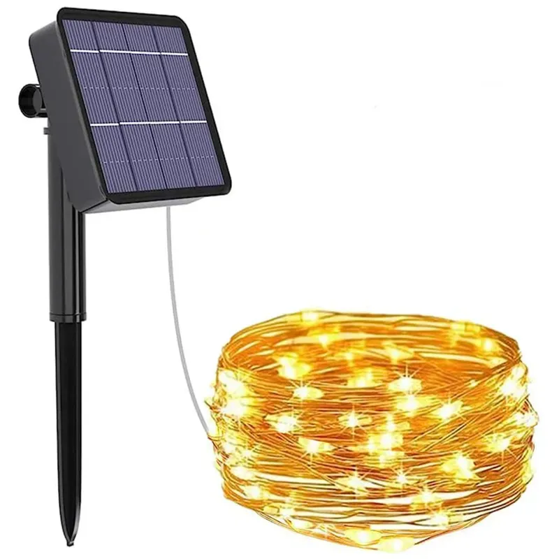 Giga Watts GW-501-200 Solar 22 m String Lights with 2 V Panel 200 LED Copper Rope Lighting Outdoor Garden (Warm White)