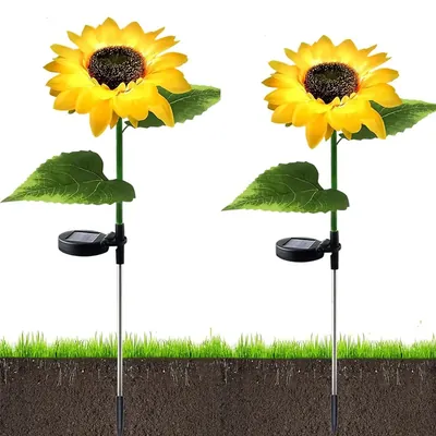 Giga Watts Sunflower Solar Garden LED Lights Outdoor for Home, Lawn, Pathway, Yard, Porch, Patio, Decoration (Pack of 2)